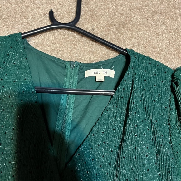Just Me Emerald Green and Polka Dot tiered Maxi Dress NWOT - Picture 9 of 11